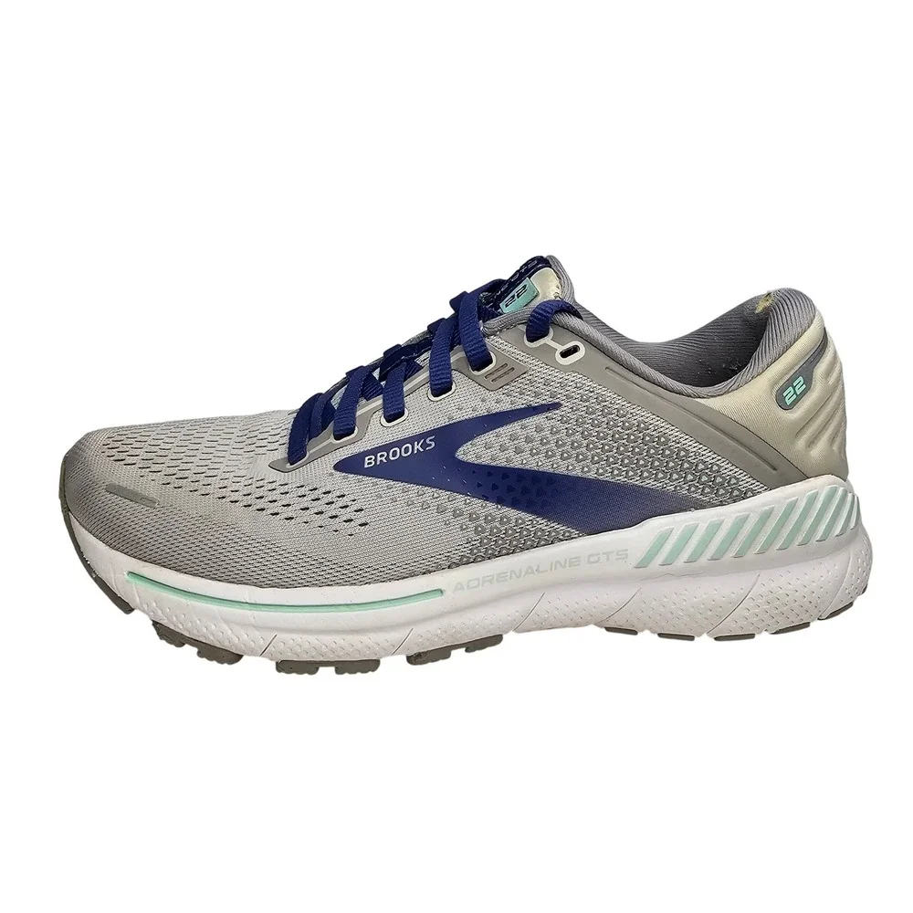 Brooks Adrenaline GTS 22 Womens 7 Grey Blue Running Shoes Athletic Sneakers